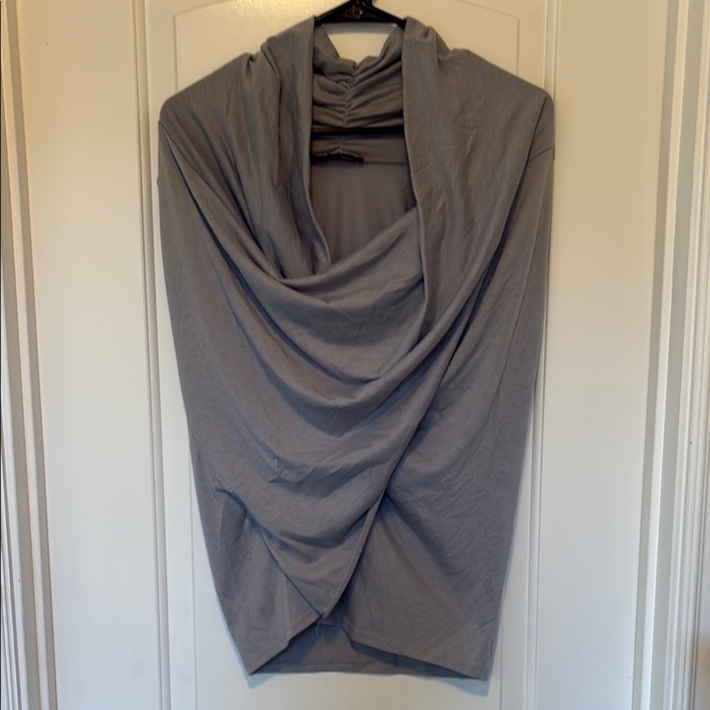 Gray Draped Sleeveless Blouse